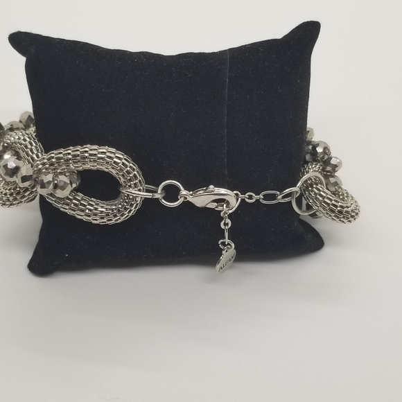 Alfani silver tone mesh chain bracelet with gunmetal beads - Picture 4 of 4